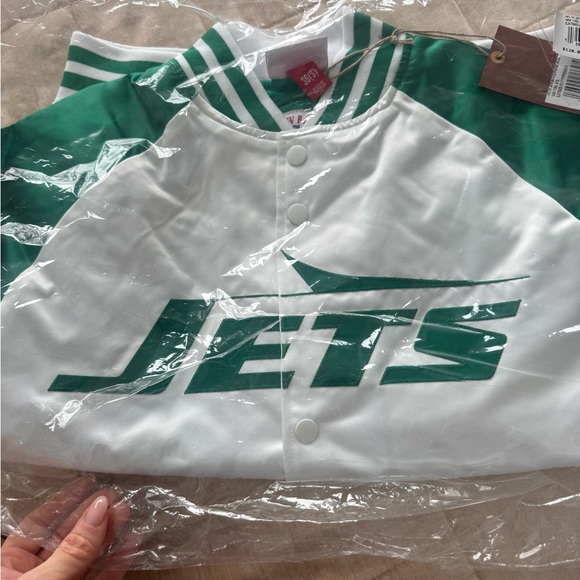 Jets Green and White Men's Varsity Jacket - Picture 2 of 5